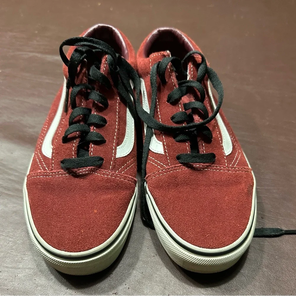 Vans Kida Old Skool Suede Sneakers - Burgandy/White